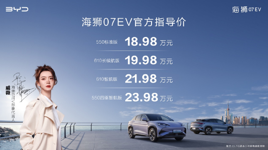 <b>比亚迪发布全新e平台3.0 Evo，首款车型海狮07EV售价18.98万元起</b>